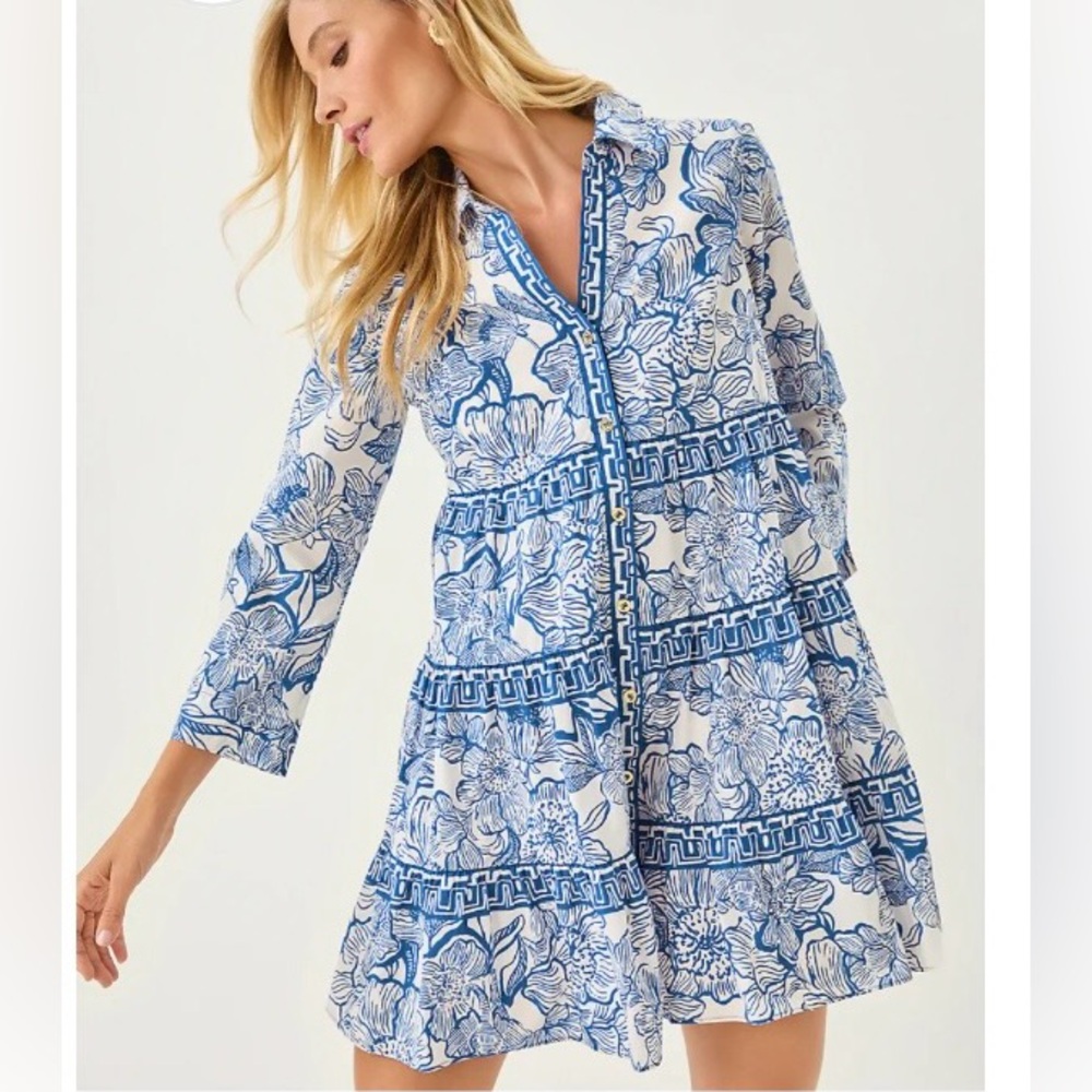 Lilly Pulitzer Angie Dress Coconut Unforgettable Engineer Size 16 NWT